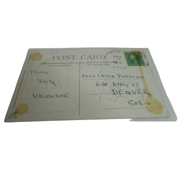 Vintage Valentine Postcard Printed Germany posted St Valentines Day 1910 - Picture 2 of 2